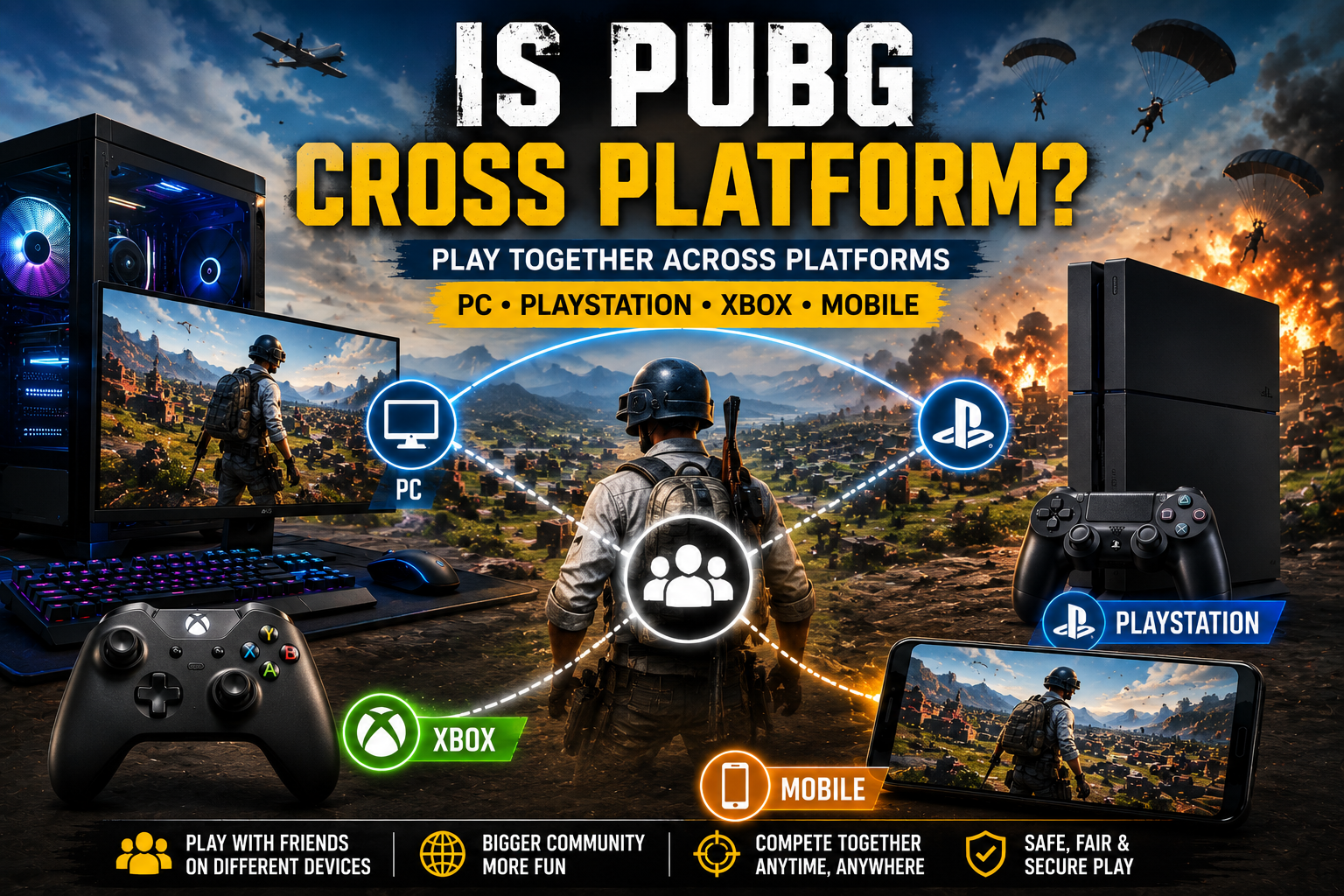 Is PUBG cross platform between PC, PlayStation, Xbox and mobile